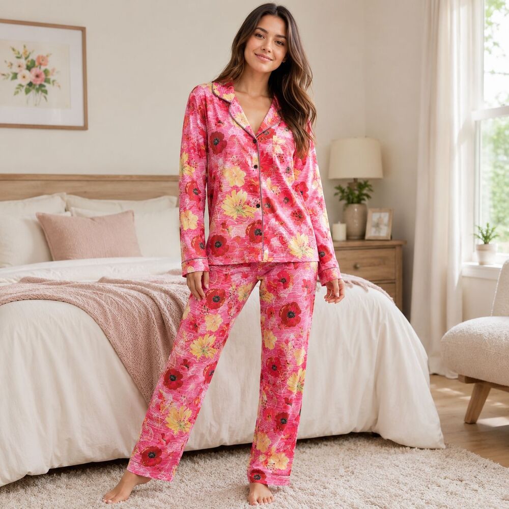 JOHNNY WAS Women's New Set Pajama Pants Floral Lounge Pink XS CARLY MS8224-R